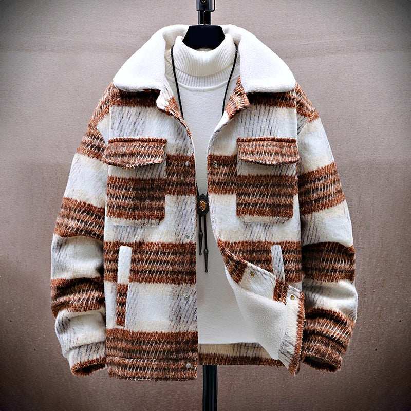 Veste d'hiver chaude avec doublure polaire à carreaux