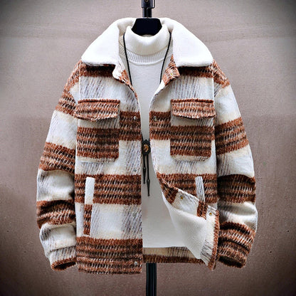 Veste d'hiver chaude avec doublure polaire à carreaux