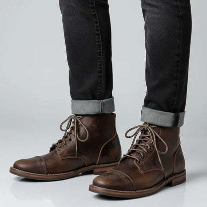 Chaussures de travail pour hommes en cuir à lacets