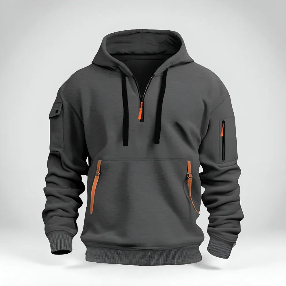 Herren Hoodie Kurz Reißverschluss Sportlich - IdealeKleiden