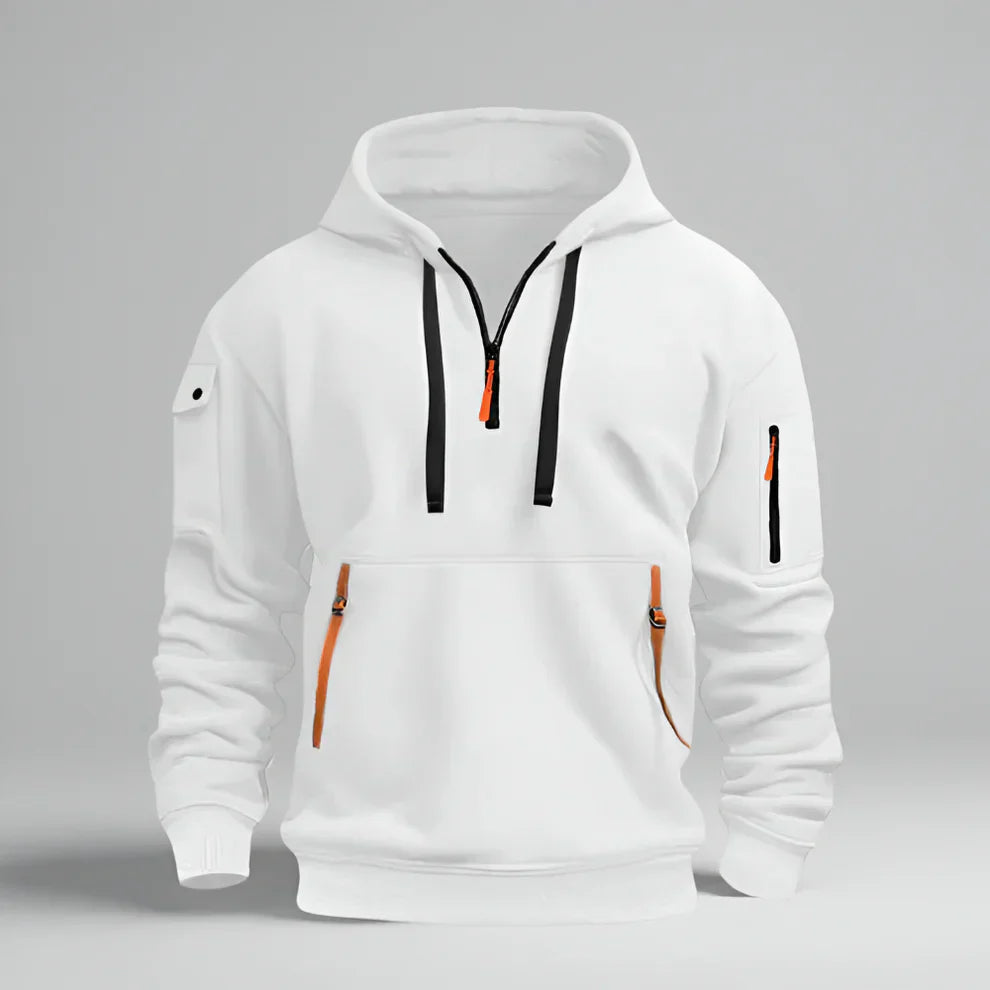 Sweat à capuche court pour homme avec fermeture éclair, style sportif