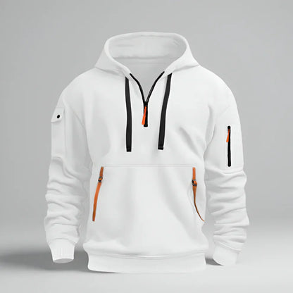 Sweat à capuche court pour homme avec fermeture éclair, style sportif