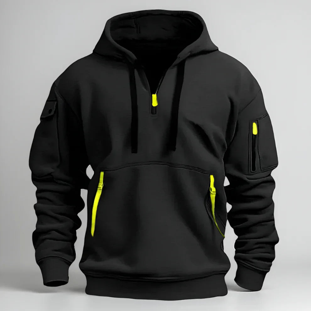 Sweat à capuche court pour homme avec fermeture éclair, style sportif