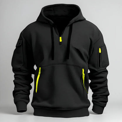Sweat à capuche court pour homme avec fermeture éclair, style sportif