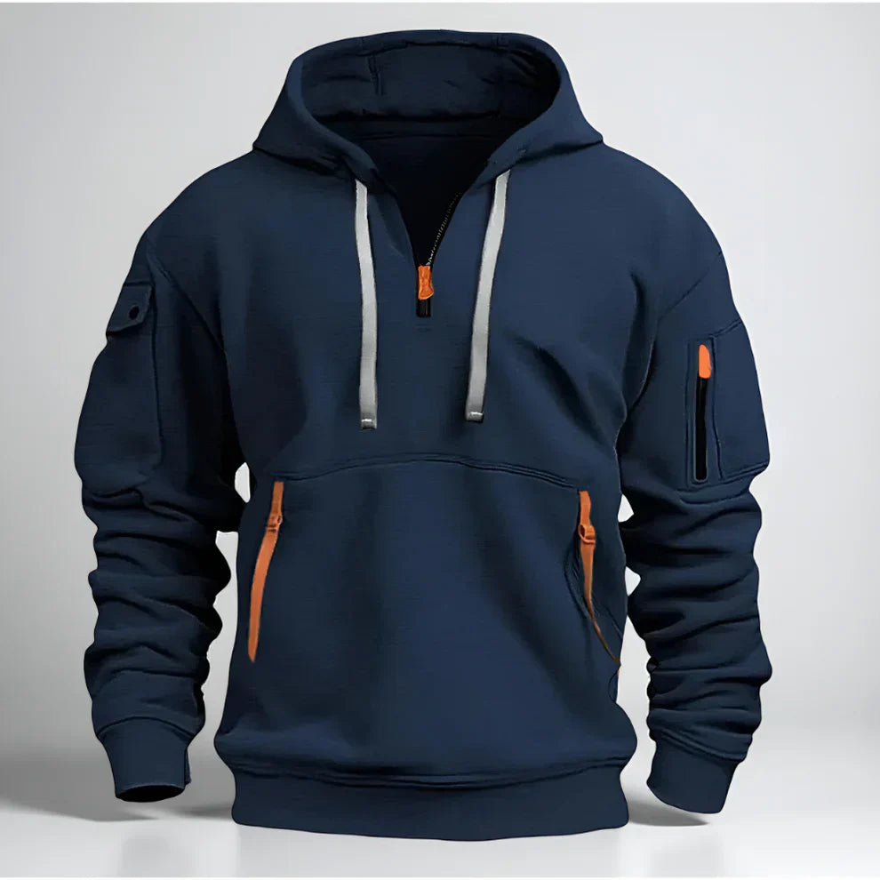 Sweat à capuche court pour homme avec fermeture éclair, style sportif