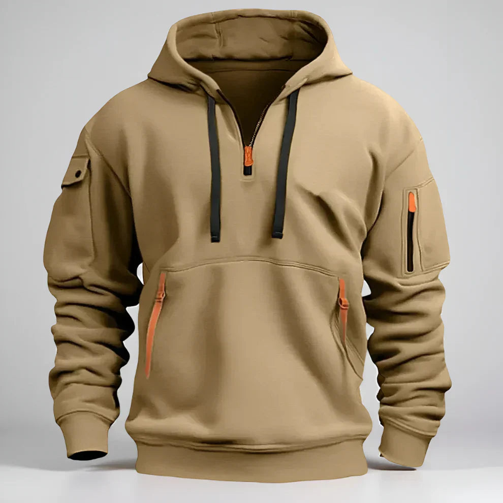 Sweat à capuche court pour homme avec fermeture éclair, style sportif