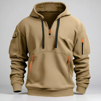 Sweat à capuche court pour homme avec fermeture éclair, style sportif
