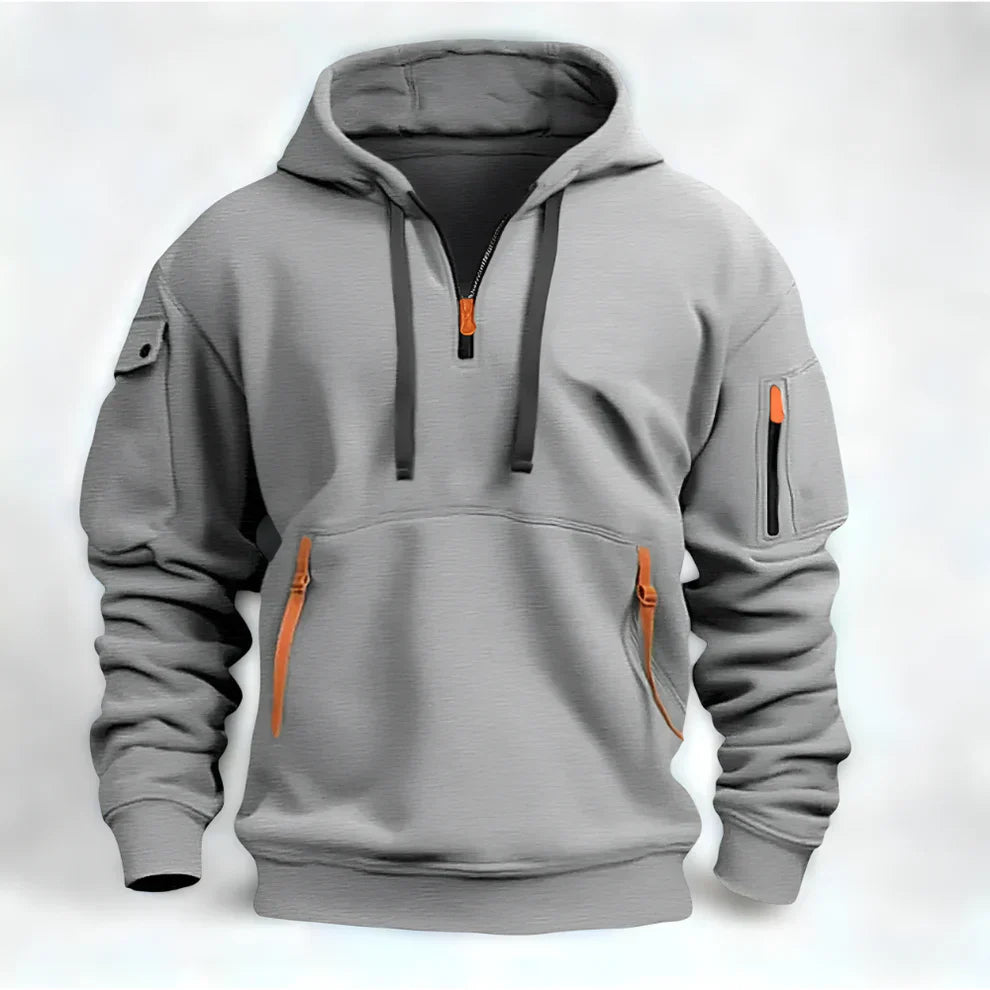 Sweat à capuche court pour homme avec fermeture éclair, style sportif
