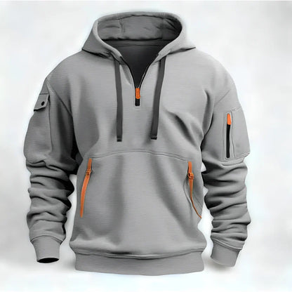 Sweat à capuche court pour homme avec fermeture éclair, style sportif