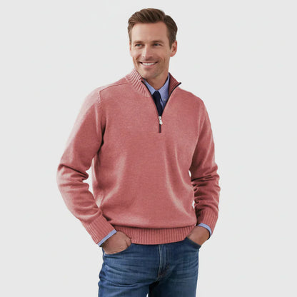 Pull en coton zippé quart homme classique