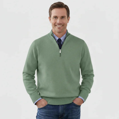 Pull en coton zippé quart homme classique