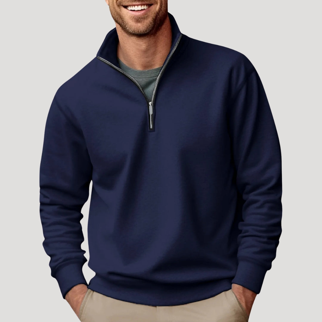 Pull Homme Classique Col Zippé Moderne