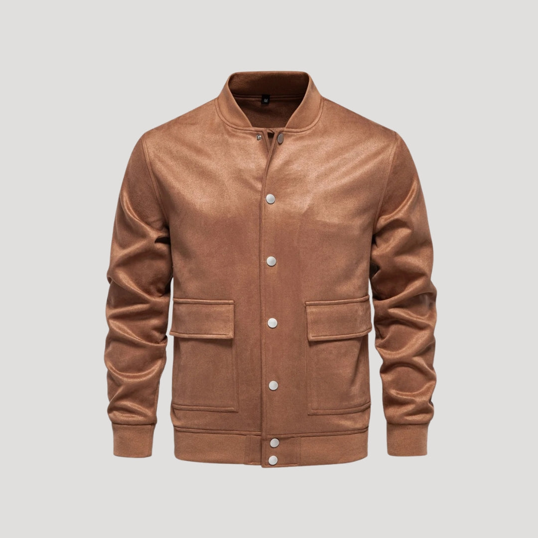 Blouson en cuir pour homme style bombardier hivernal