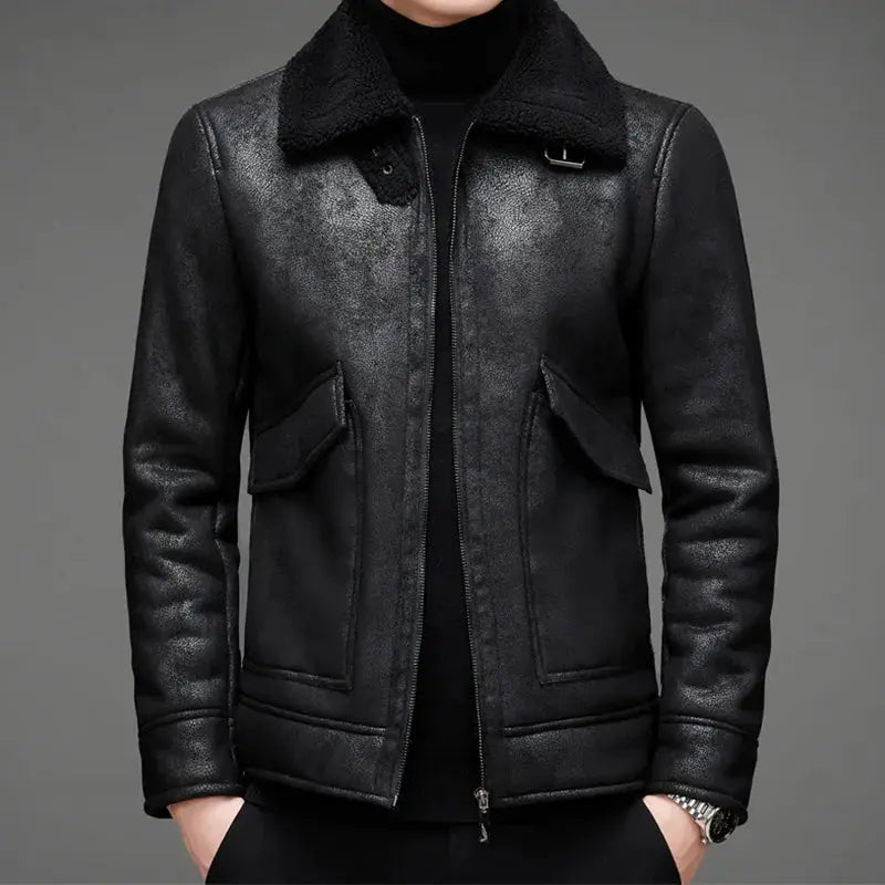Veste en cuir style aviateur rétro