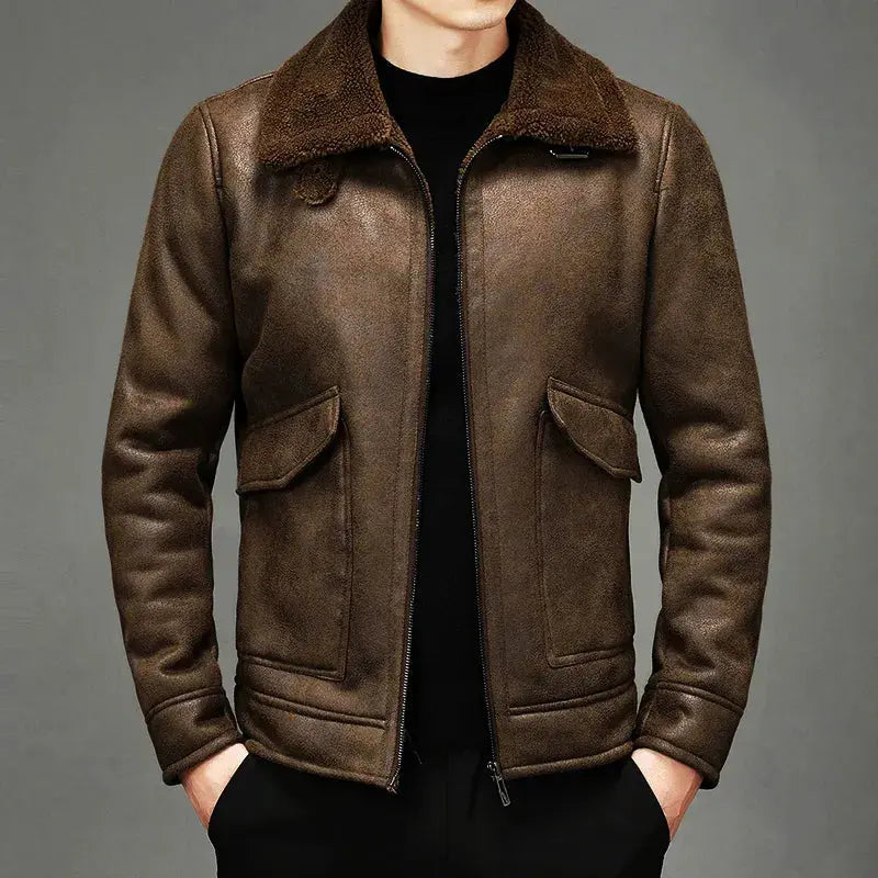 Veste en cuir style aviateur rétro