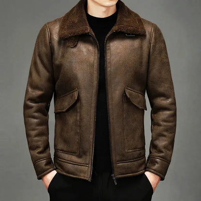 Veste en cuir style aviateur rétro