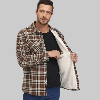 Veste d'hiver pour homme, polaire chaude, à carreaux
