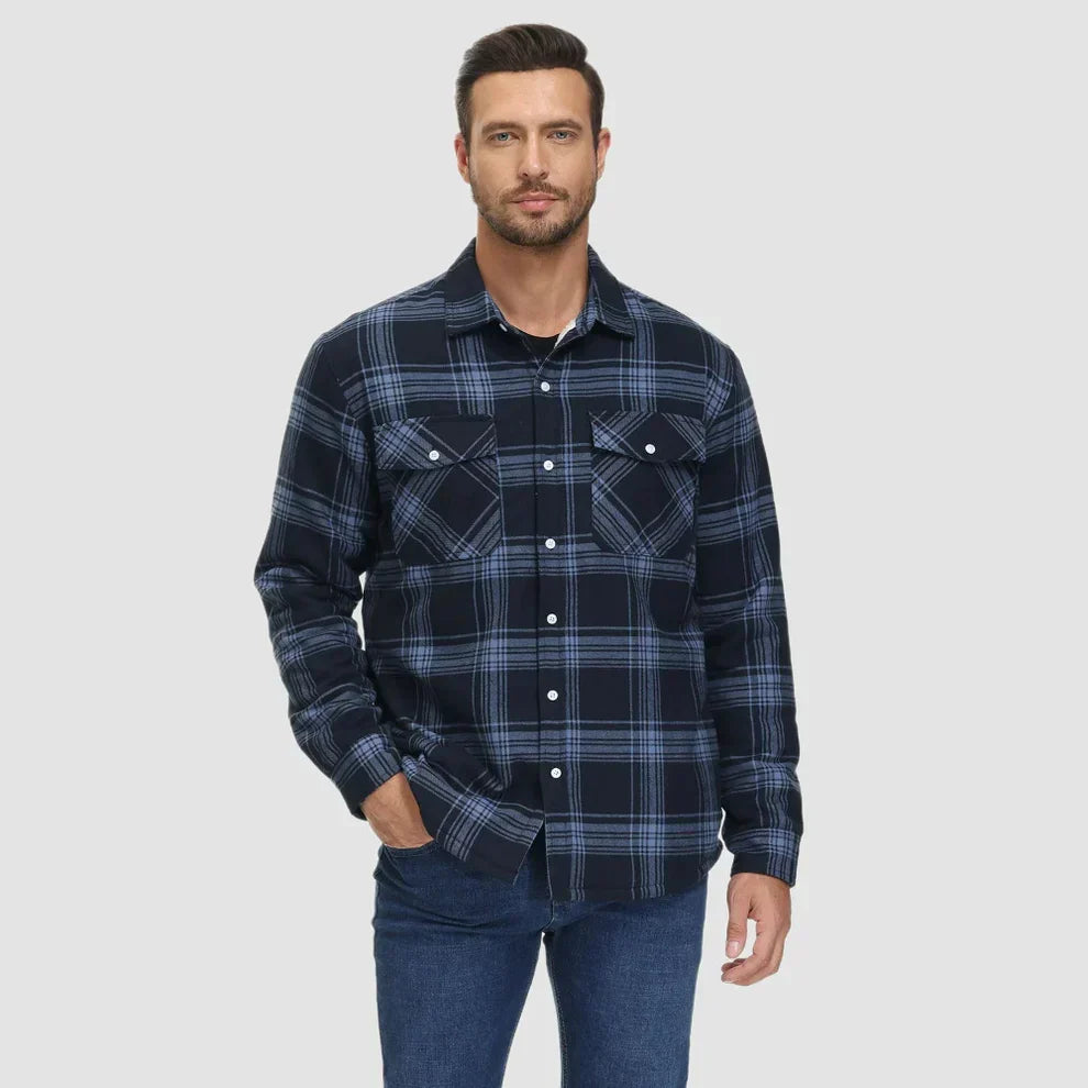 Veste d'hiver pour homme, polaire chaude, à carreaux