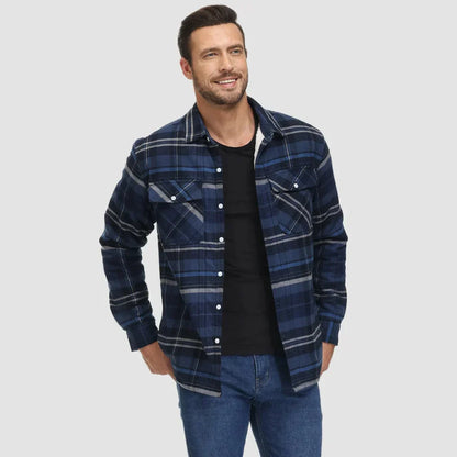 Veste d'hiver pour homme, polaire chaude, à carreaux
