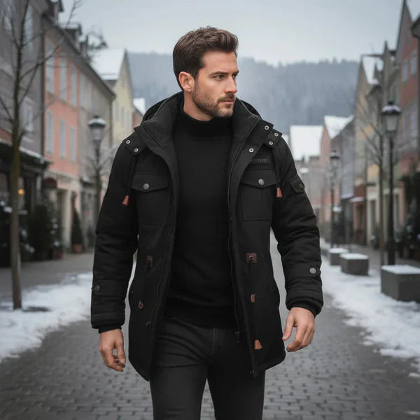 Veste d'hiver homme style militaire polaire à capuche