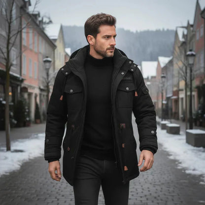 Veste d'hiver homme style militaire polaire à capuche