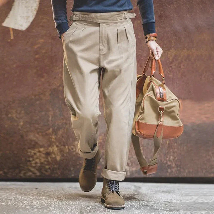 Pantalon Homme Plissé Devant Élégant