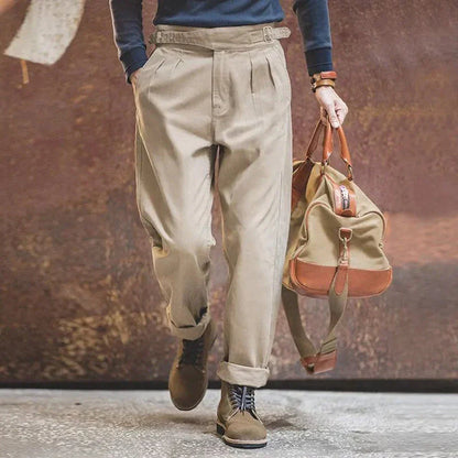Pantalon Homme Plissé Devant Élégant