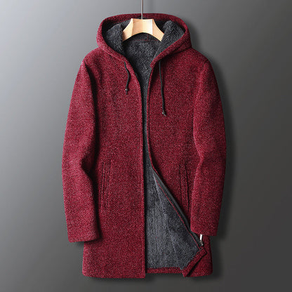 Veste d'hiver longue pour homme à capuche, chaude et isolée