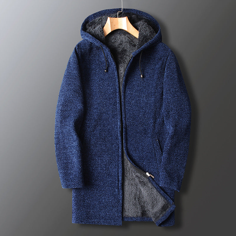 Veste d'hiver longue pour homme à capuche, chaude et isolée