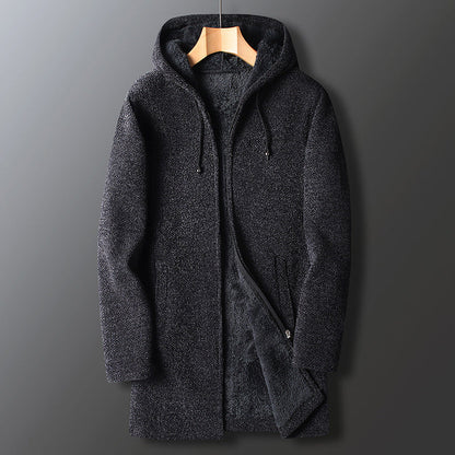Veste d'hiver longue pour homme à capuche, chaude et isolée