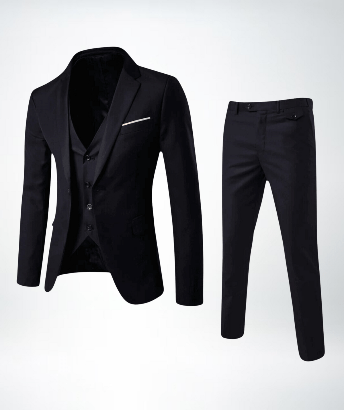 Costume d'affaires élégant 3 pièces noir pour homme