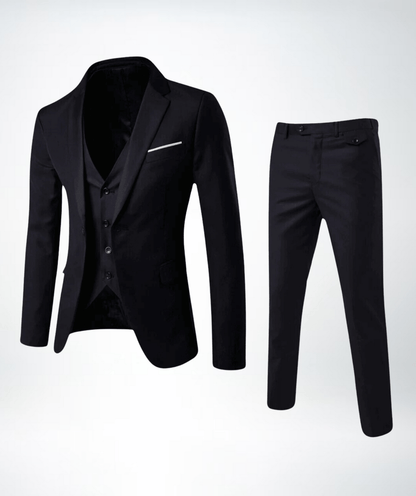 Costume d'affaires élégant 3 pièces noir pour homme