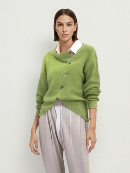 Cardigan élégant en mélange de laine Coupe asymétrique ample