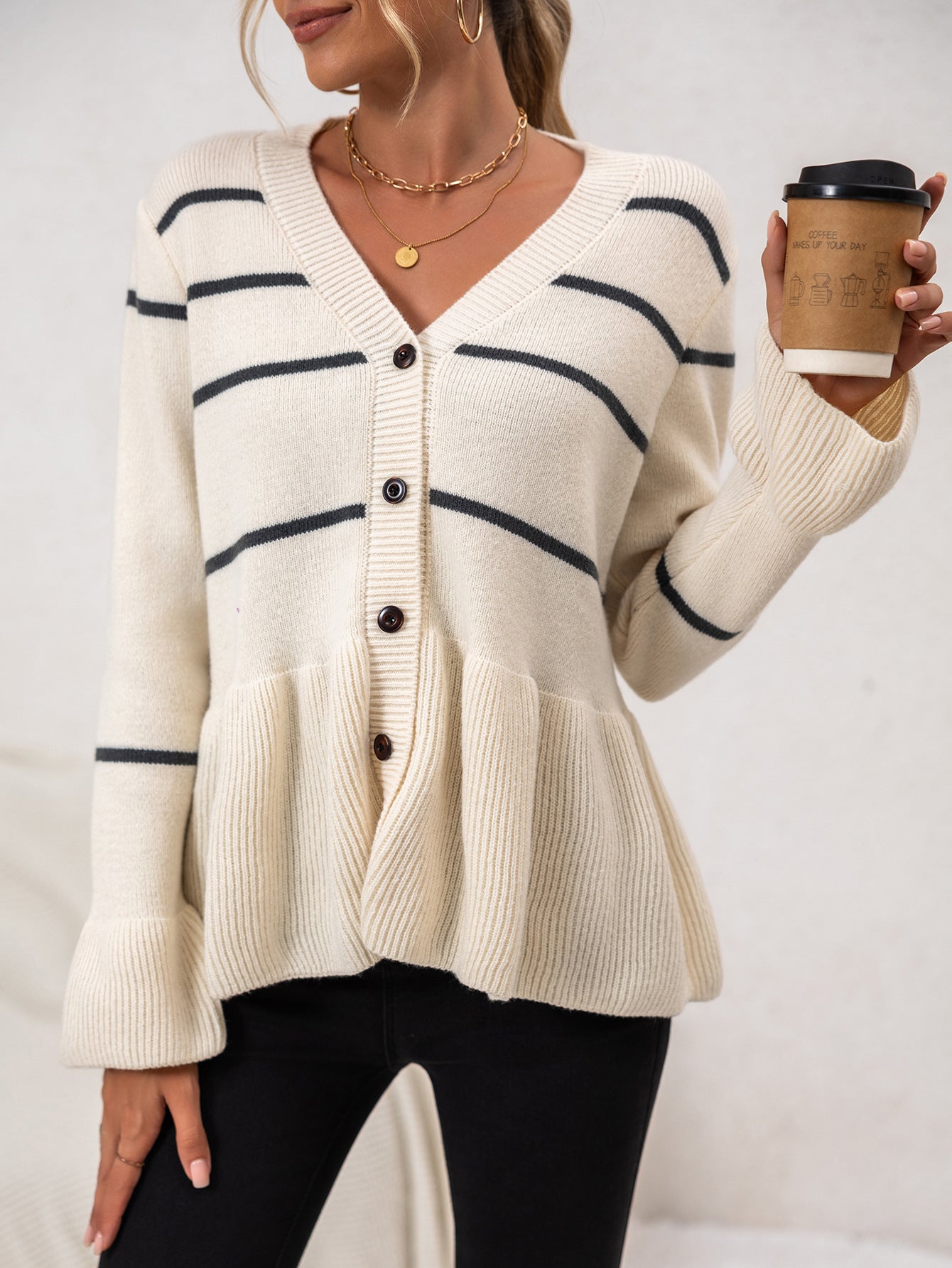 Gilet en tricot pour femme col en V moderne