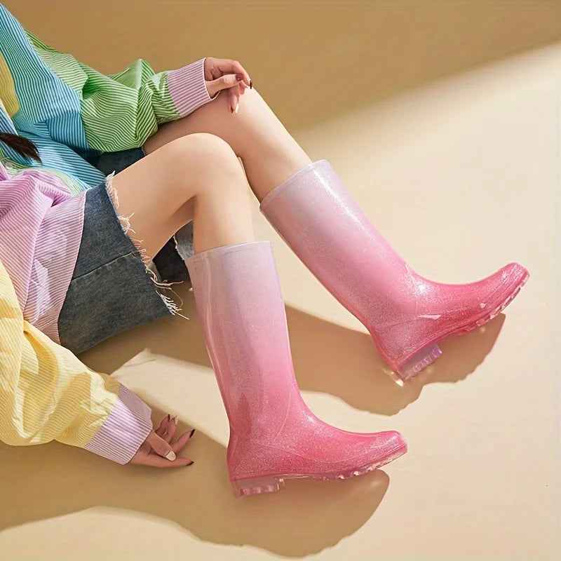 Bottes de pluie imperméables pour femme motif dégradé