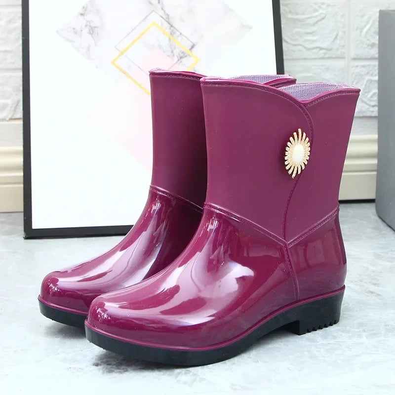 Bottes de pluie imperméables et chaudes doublées polaire
