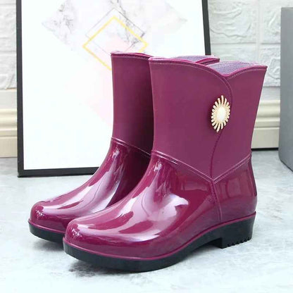 Bottes de pluie imperméables et chaudes doublées polaire