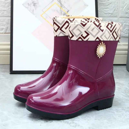 Bottes de pluie imperméables et chaudes doublées polaire