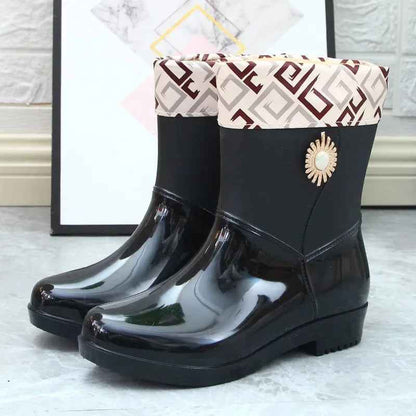 Bottes de pluie imperméables et chaudes doublées polaire