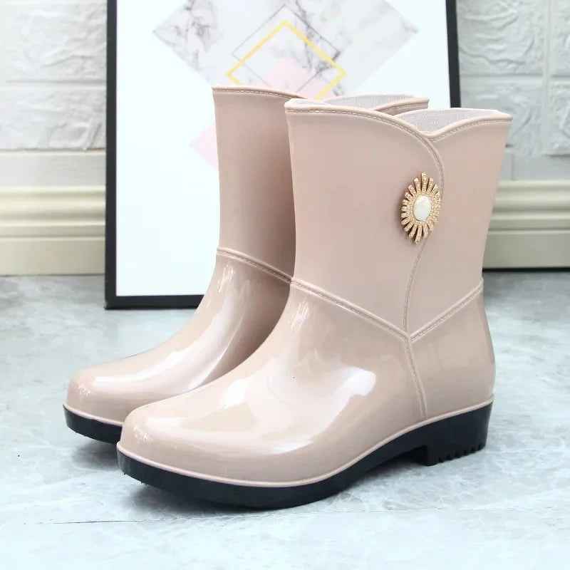 Bottes de pluie imperméables et chaudes doublées polaire