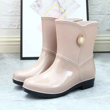 Bottes de pluie imperméables et chaudes doublées polaire