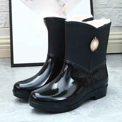 Bottes de pluie imperméables et chaudes doublées polaire