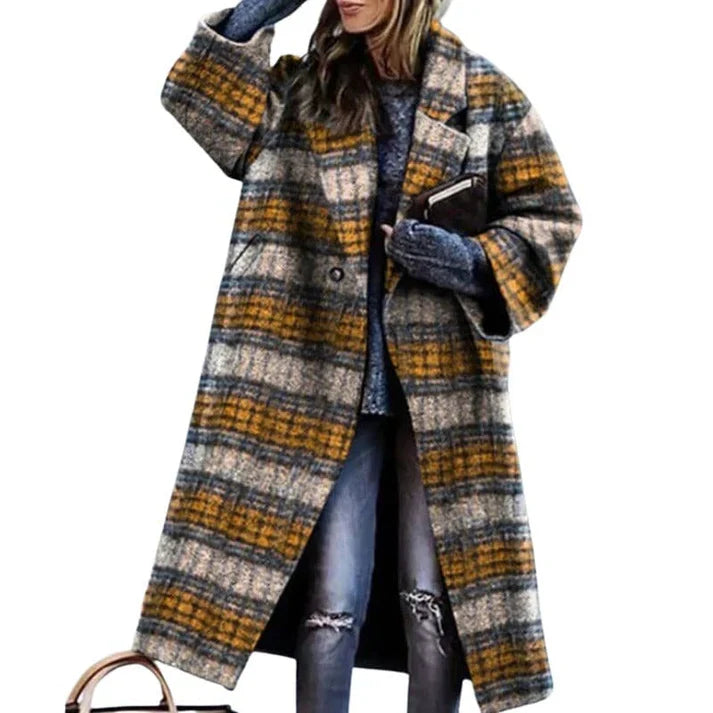 Manteau long en laine femme couleurs chaudes et charmantes