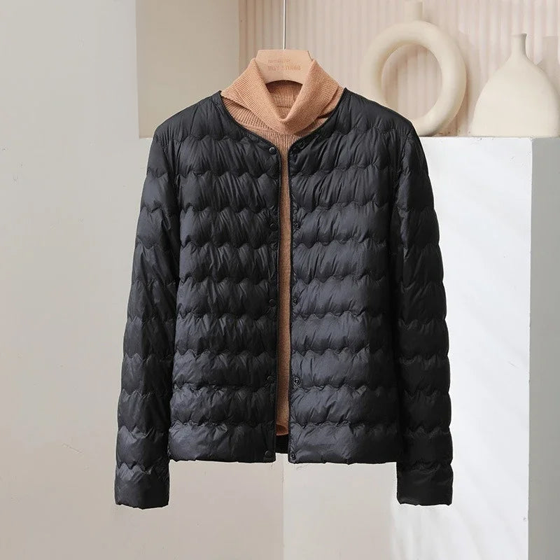 Doudoune chaude coupe droite sans col