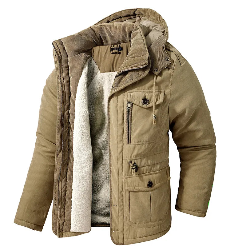 Veste d'hiver pour hommes isolation polaire capuche
