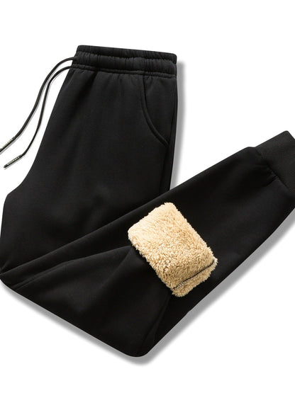 Pantalon de jogging chaud pour homme noir en polaire