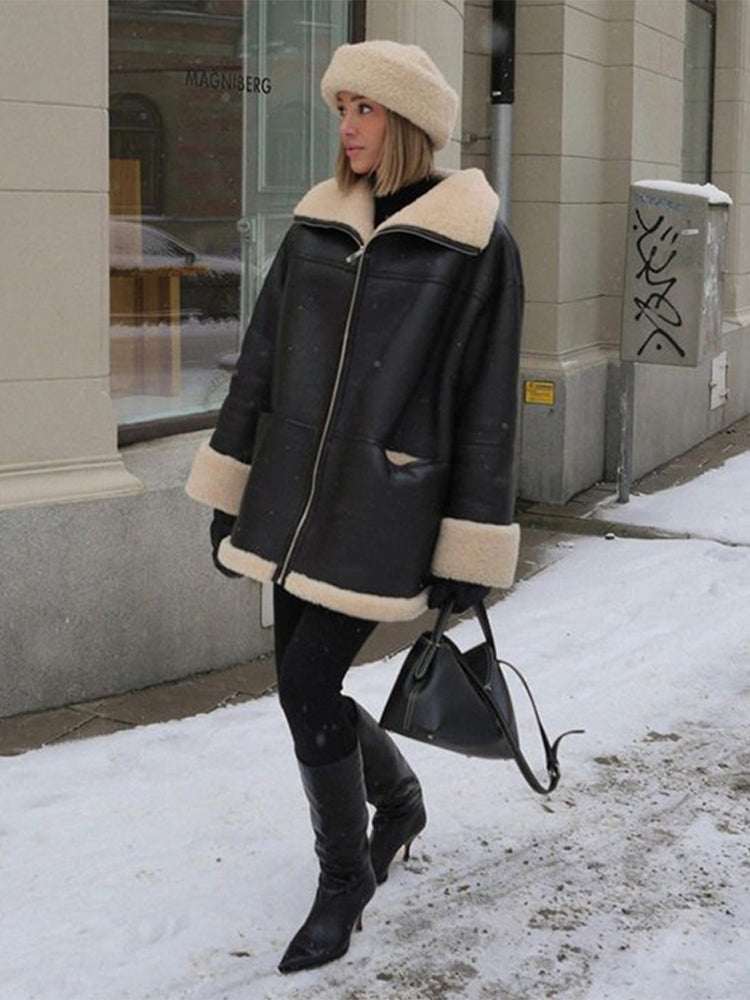 Warme Winterjacke mit Kunstpelz - IdealeKleiden