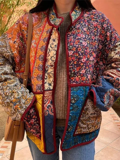 Manteau élégant pour femme, imprimé floral, style vintage