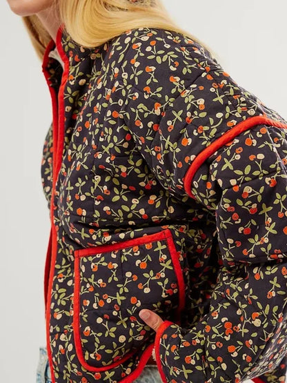 Manteau élégant pour femme, imprimé floral, style vintage
