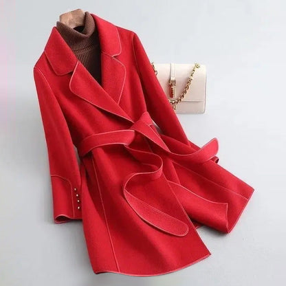 Manteau d'hiver Slim Fit ceinture style portefeuille longueur genou